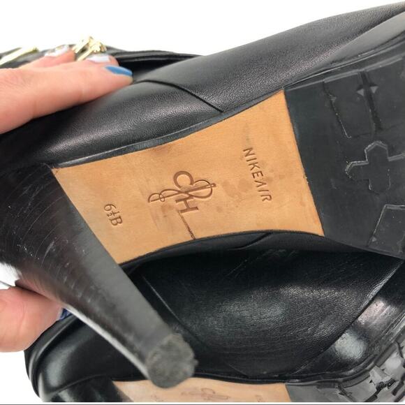 Cole Haan Kennedy Leather Suede High Heel Nike Air Boots Buckles in Black 6.5 - Picture 11 of 14